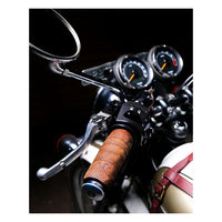 Trip Machine, leather handlebar grip wraps - Tobacco Perorated